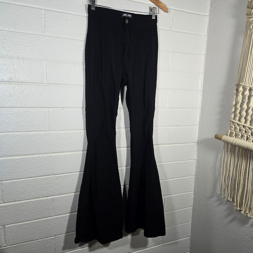 JC & JQ Jeans Black Flare Bell Bottom Pants Large High Rise Goth Hippie‎ Office